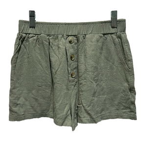 Princess Polly Elastic Waist Sage Green Linen Blend Casual Shorts Size 4